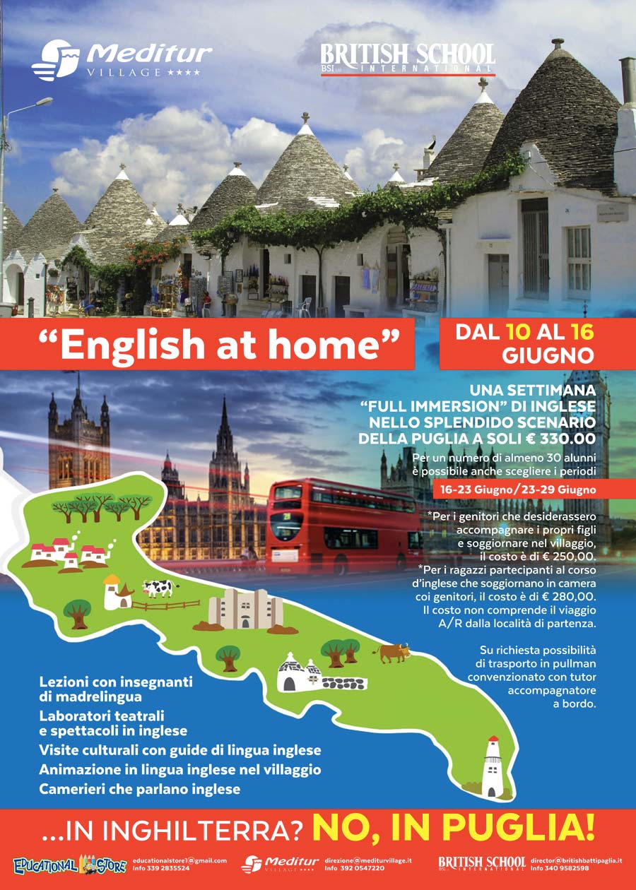 corso di inglese in puglia a giugno 2018